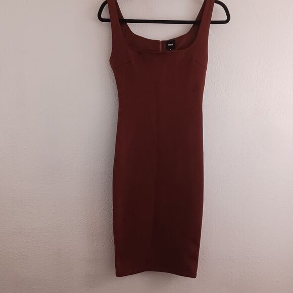 Nude sleeveles bodycon suede feeling dress  size S - Picture 1 of 5